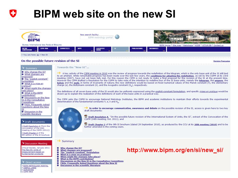 BIPM web site on the new SI 5 New SI: Possible consequences for practical metrology