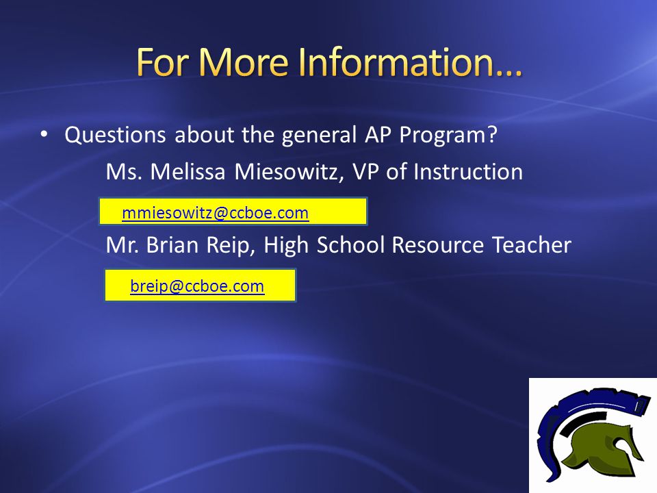 Questions about the general AP Program. Ms.