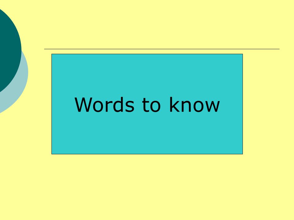Words to know