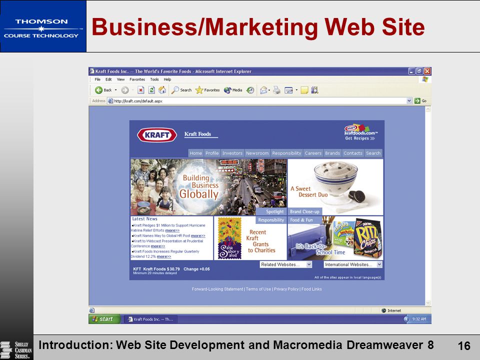 Introduction: Web Site Development and Macromedia Dreamweaver 8 16 Business/Marketing Web Site