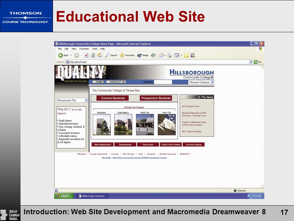 Introduction: Web Site Development and Macromedia Dreamweaver 8 17 Educational Web Site