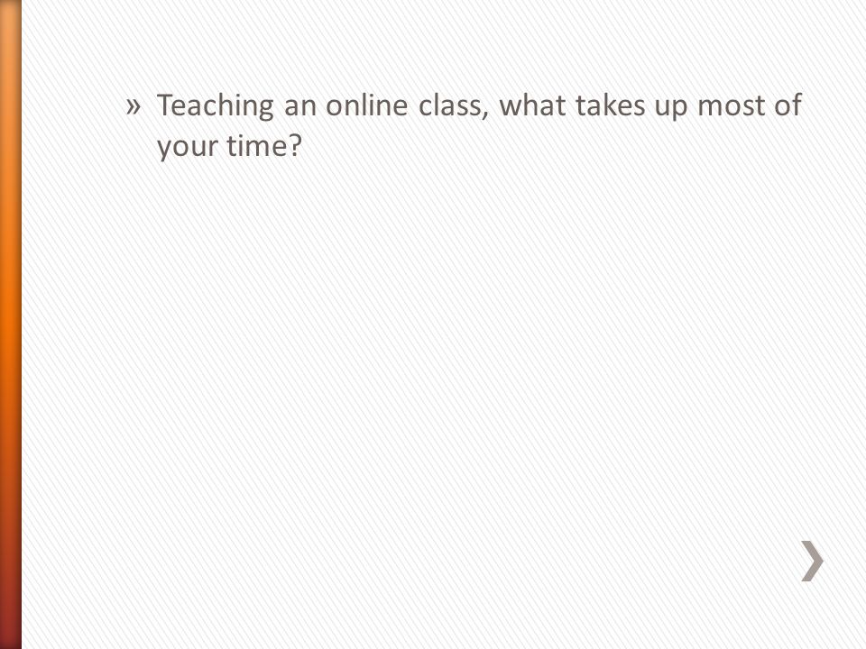 » Teaching an online class, what takes up most of your time