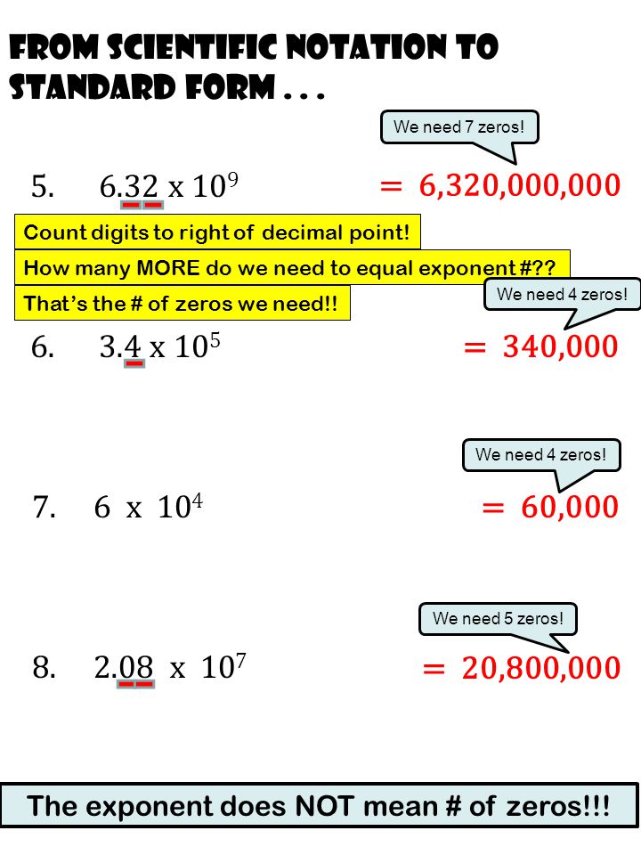 From scientific notation to standard form x