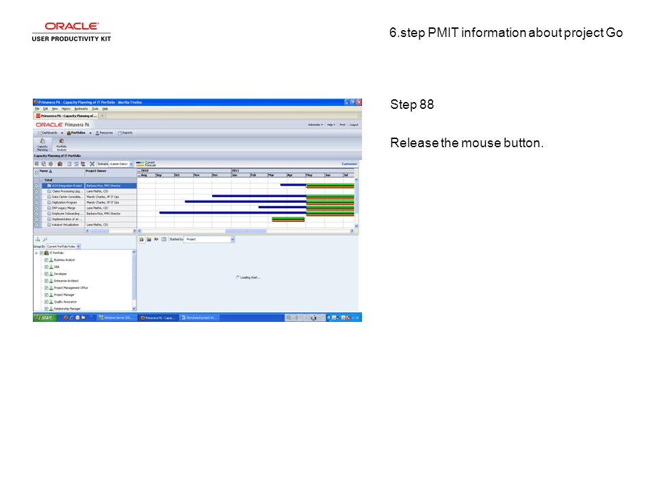 6.step PMIT information about project Go Step 88 Release the mouse button.