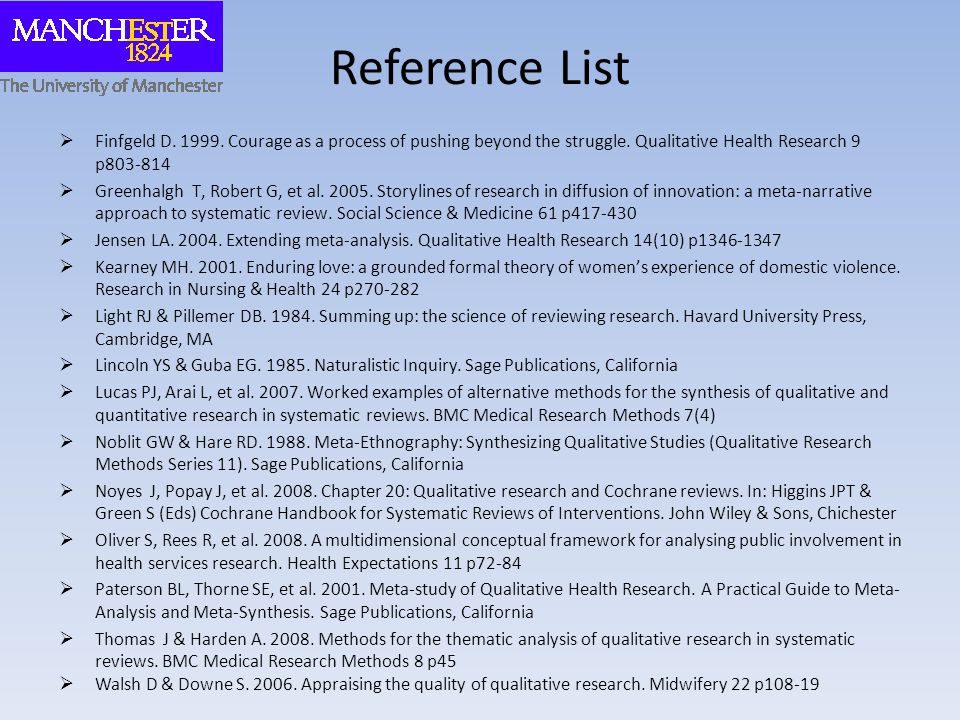 Reference List  Finfgeld D Courage as a process of pushing beyond the struggle.