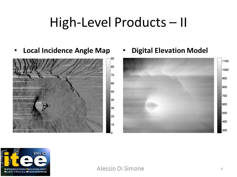 High-Level Products – II Local Incidence Angle Map Digital Elevation Model 9 Alessio Di Simone
