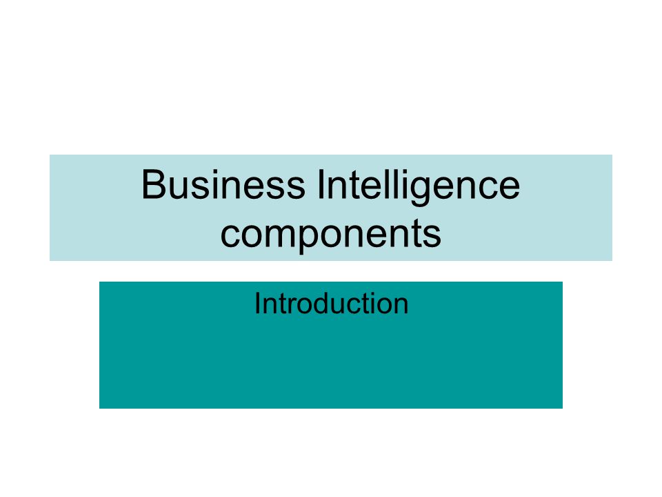 Business Intelligence components Introduction