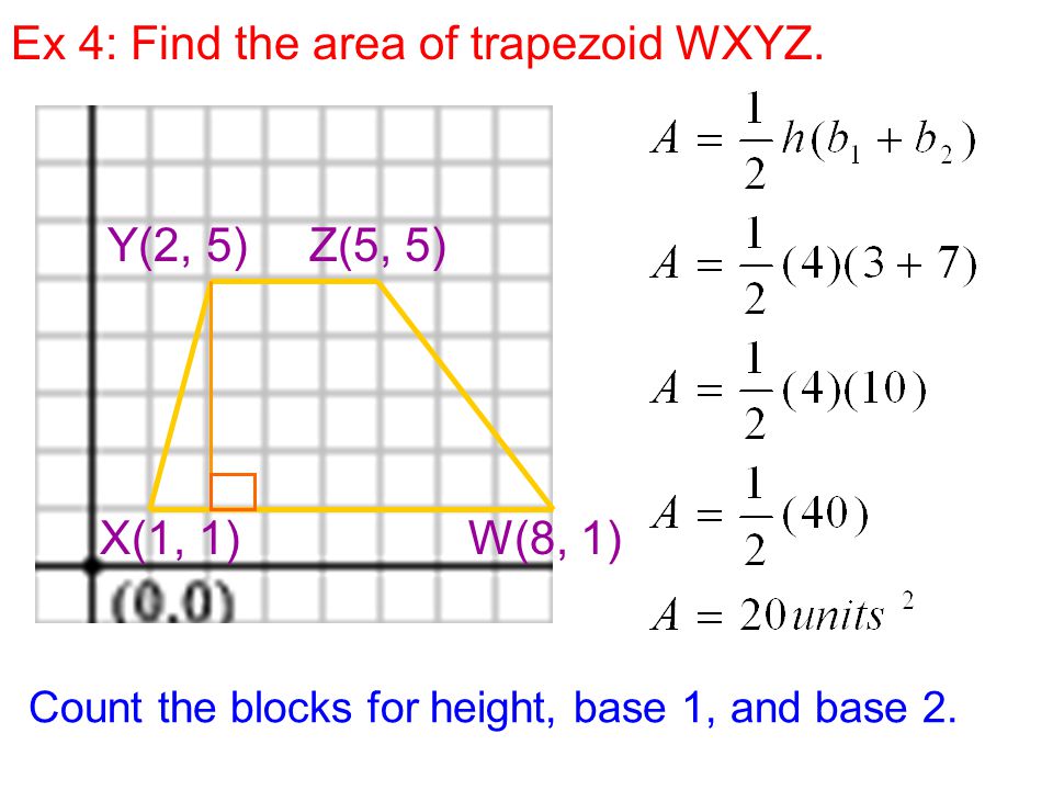 Ex 4: Find the area of trapezoid WXYZ.