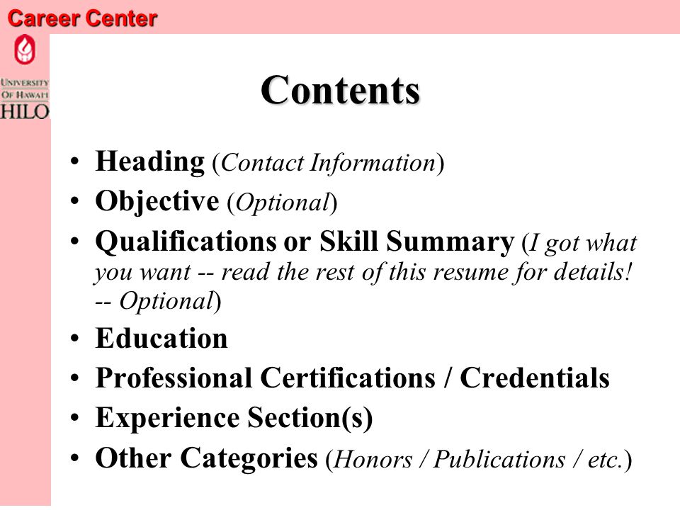 Career Center Stress Accomplishments & Quantify Results Generate a List of Accomplishments (See page 3 of Our Resume Writing Guide) Think Problems, Solutions, Results Quantify with $ # % Grades Etc.