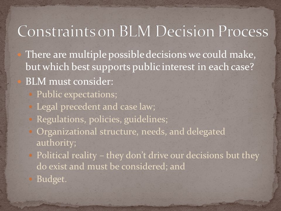 There are multiple possible decisions we could make, but which best supports public interest in each case.
