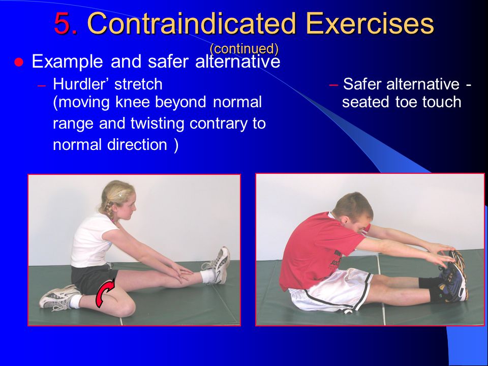 examples of contraindicated exercises Resistance training* for youth sports dr. Eugene w. Brown.