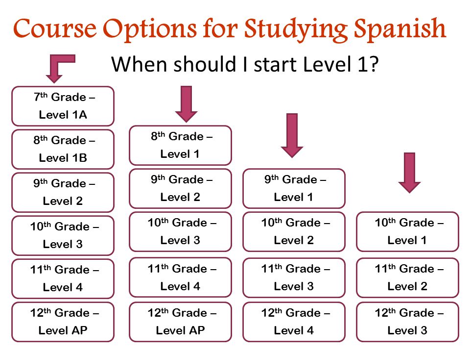 Course Options for Studying Spanish When should I start Level 1.