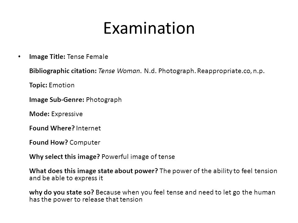 Examination Image Title: Tense Female Bibliographic citation: Tense Woman.