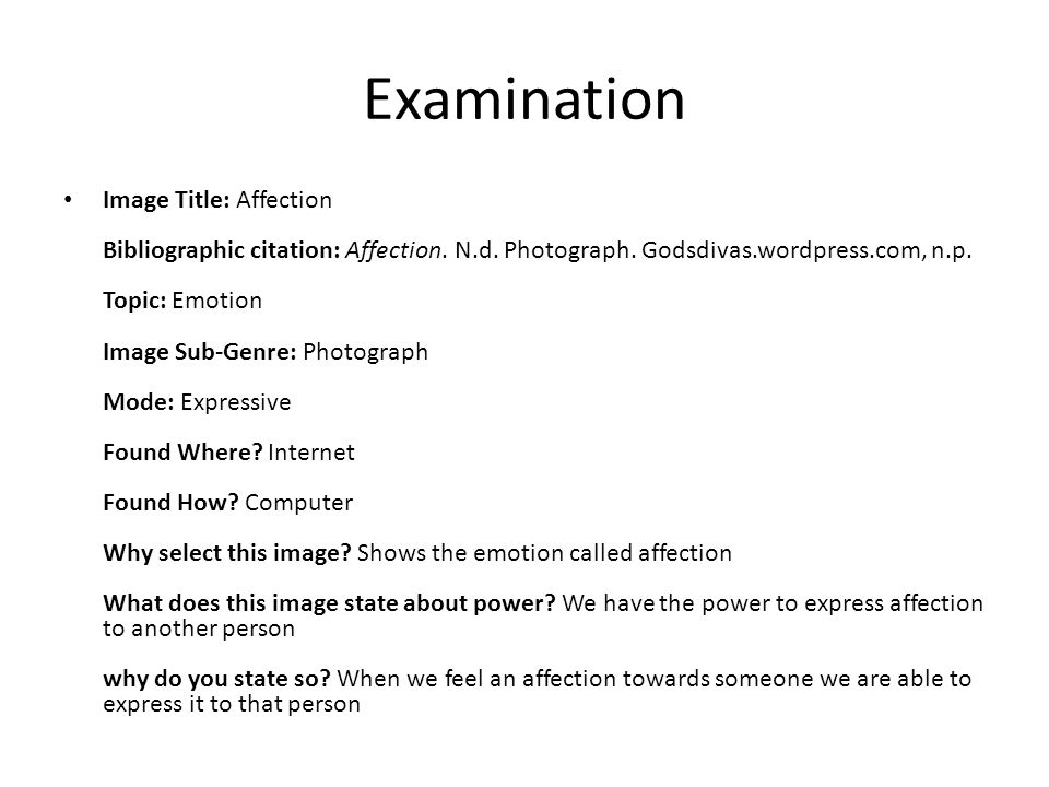 Examination Image Title: Affection Bibliographic citation: Affection.