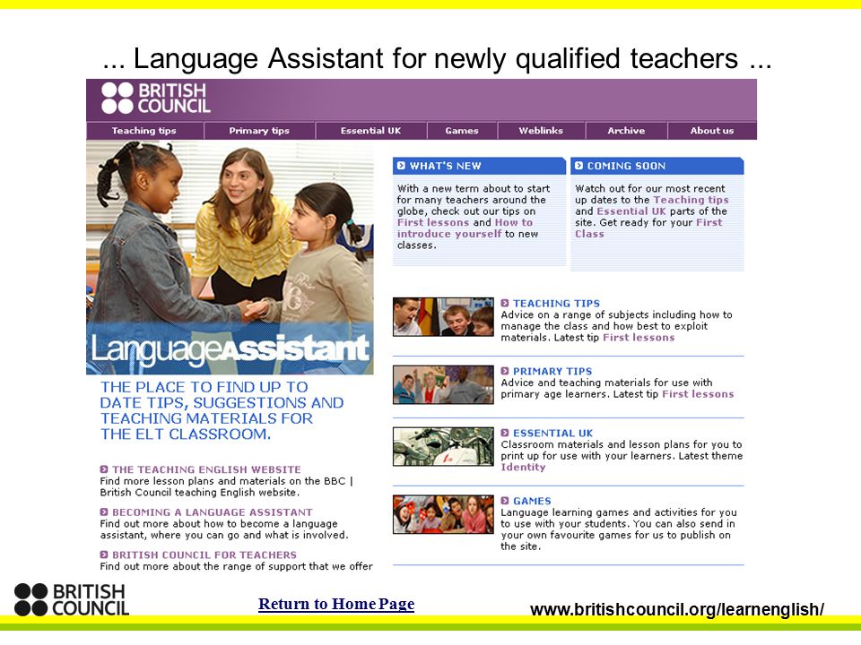 ... Language Assistant for newly qualified teachers...