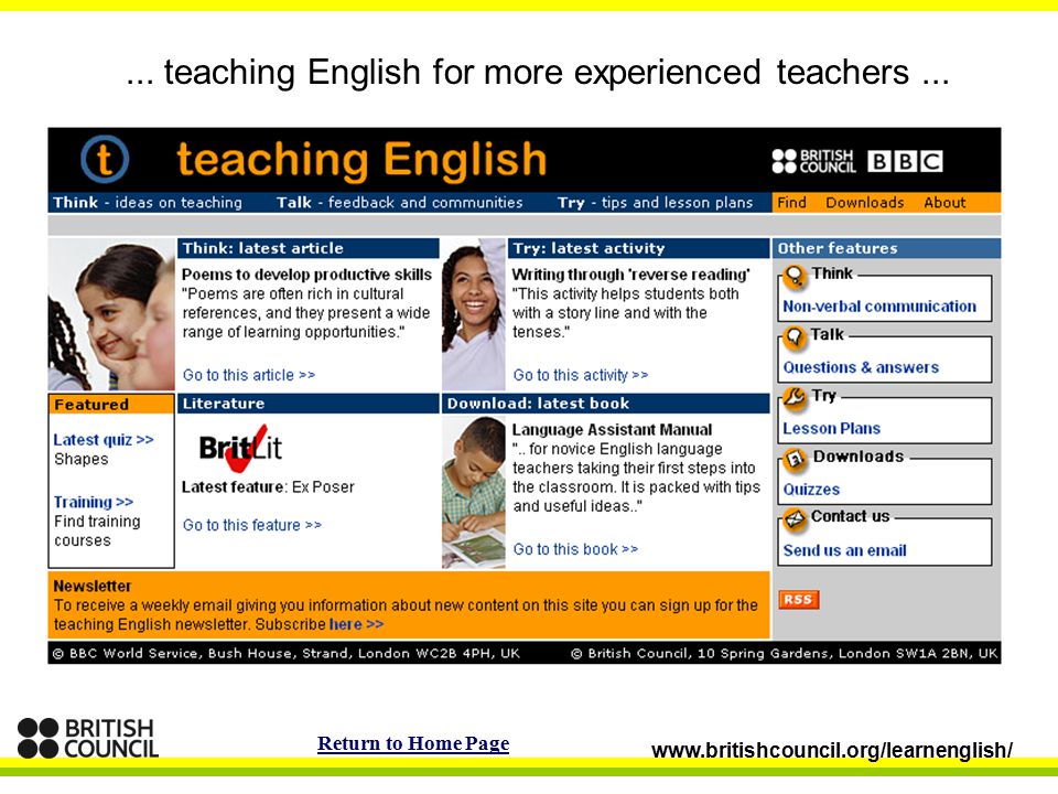 ... teaching English for more experienced teachers...