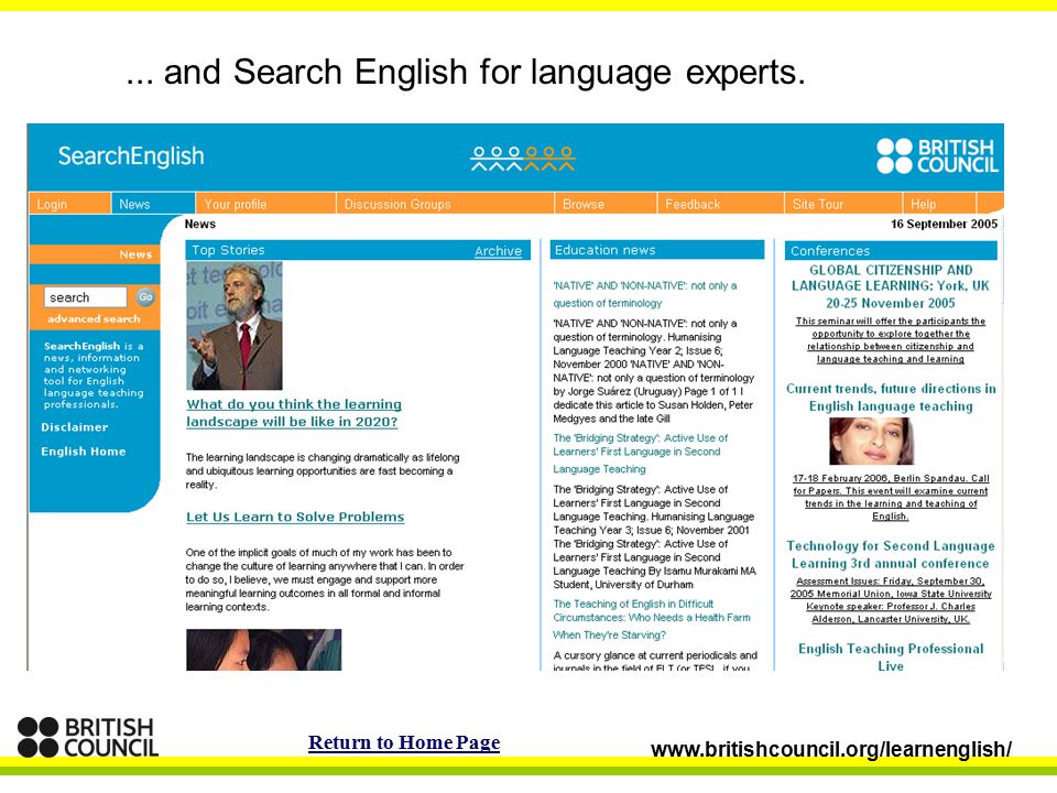 ... and Search English for language experts.