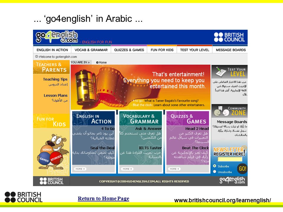 ... ‘go4english’ in Arabic...   Return to Home Page