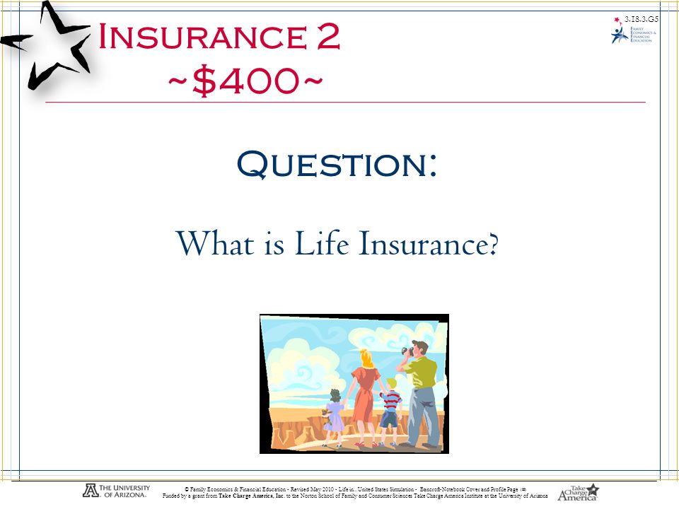 G5 © Family Economics & Financial Education - Revised May Life in...United States Simulation - Bancroft-Notebook Cover and Profile Page 59 Funded by a grant from Take Charge America, Inc.