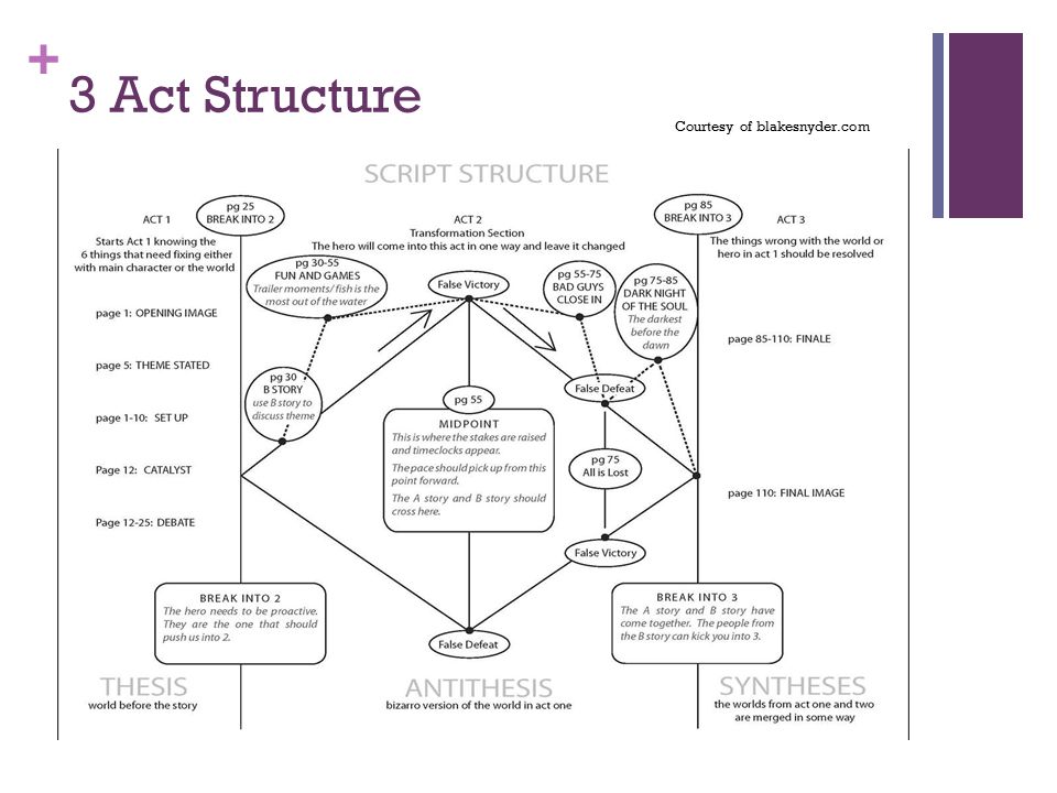 + 3 Act Structure Courtesy of blakesnyder.com