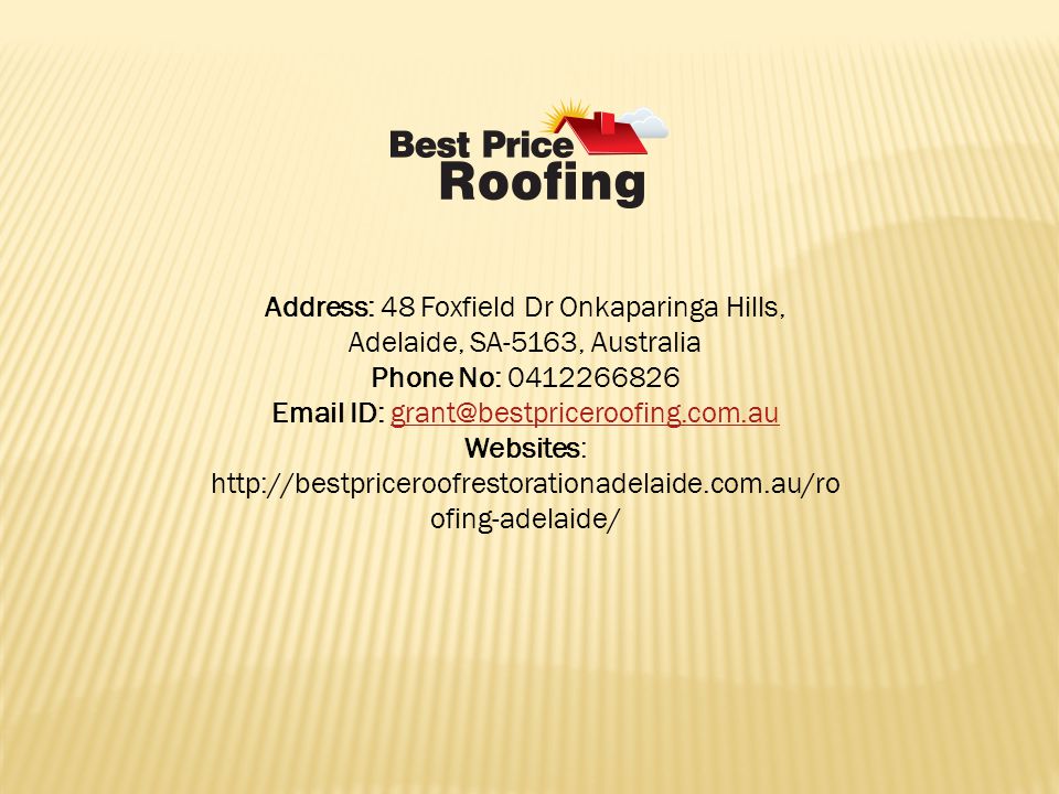 Address: 48 Foxfield Dr Onkaparinga Hills, Adelaide, SA-5163, Australia Phone No: ID: Websites:   ofing-adelaide/