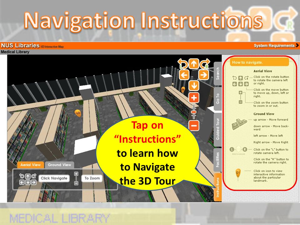 Tap on Instructions to learn how to Navigate the 3D Tour