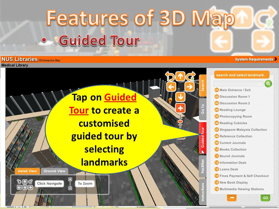 Tap on Guided Tour to create a customised guided tour by selecting landmarks
