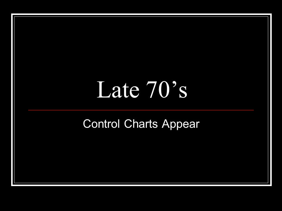 Late 70’s Control Charts Appear