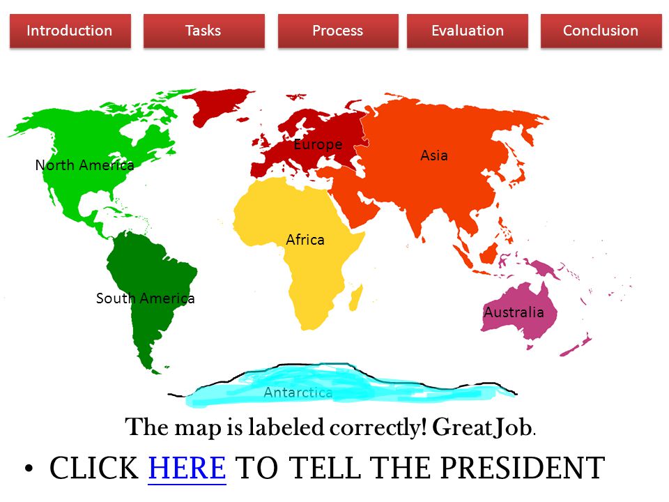 Click the continent labeled 1 to begin. Good luck.