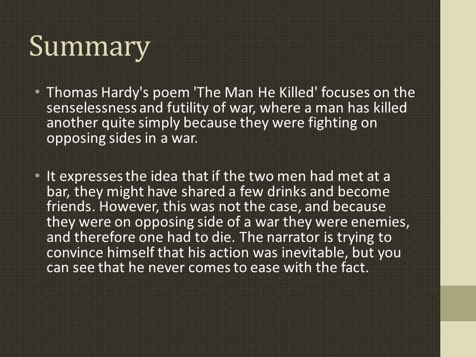 the man he killed poem analysis