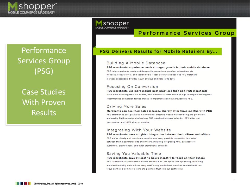 Performance Services Group (PSG) Case Studies With Proven Results
