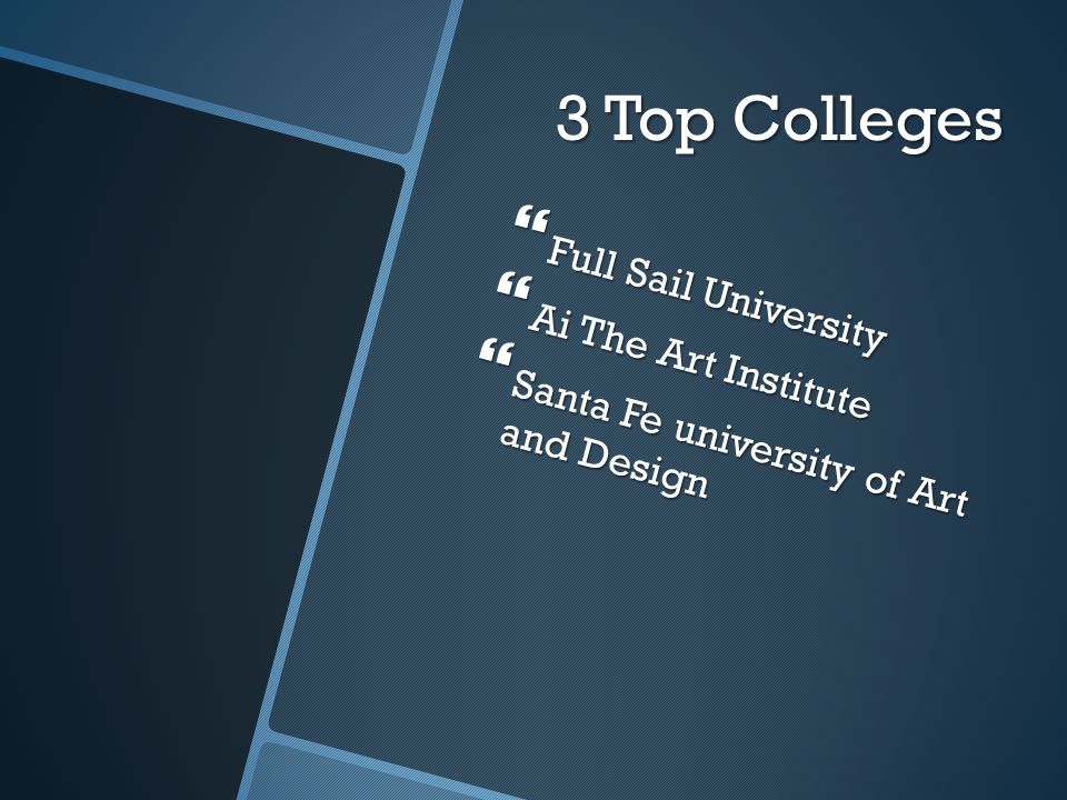 3 Top Colleges  Full Sail University  Ai The Art Institute  Santa Fe university of Art and Design
