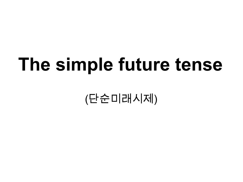 The simple future tense ( 단순미래시제 )