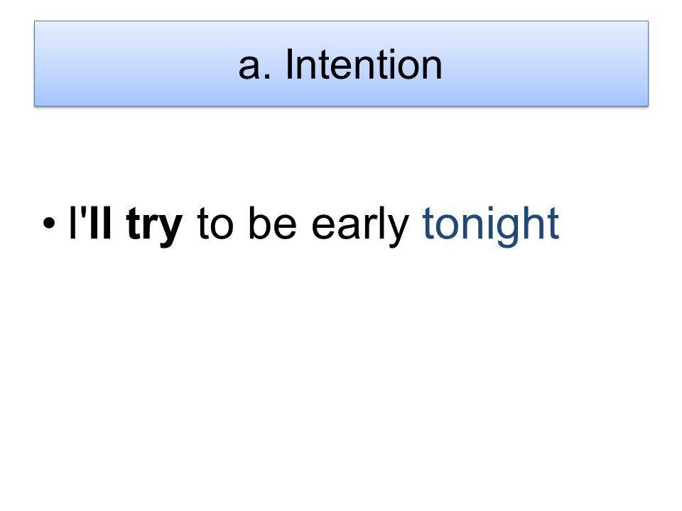 I ll try to be early tonight a. Intention