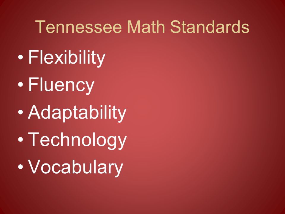 Tennessee Math Standards Flexibility Fluency Adaptability Technology Vocabulary
