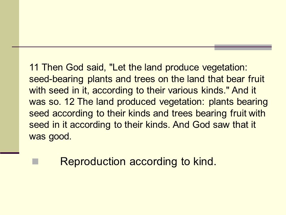 Reproduction according to kind.