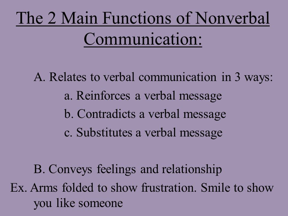 The 2 Main Functions of Nonverbal Communication: A.