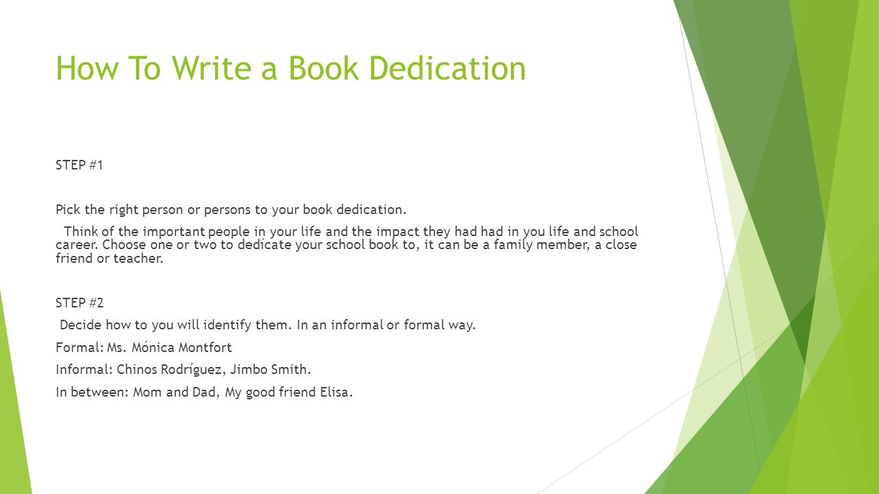 How To Write a Book Dedication Portfolio Activity- Academic Fair