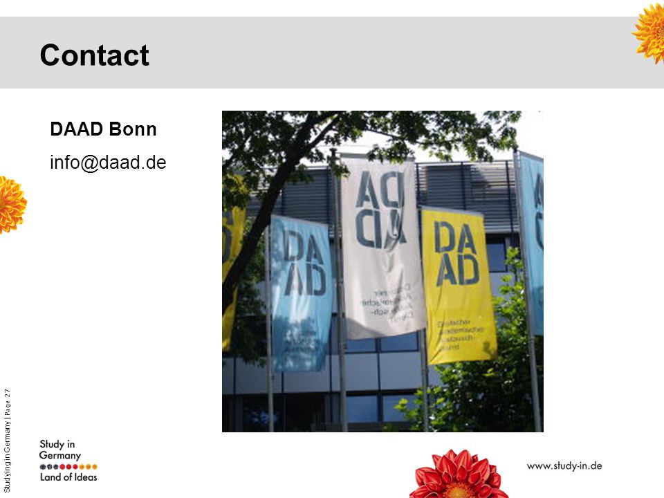 Studying in Germany | Page 27 DAAD Bonn Contact