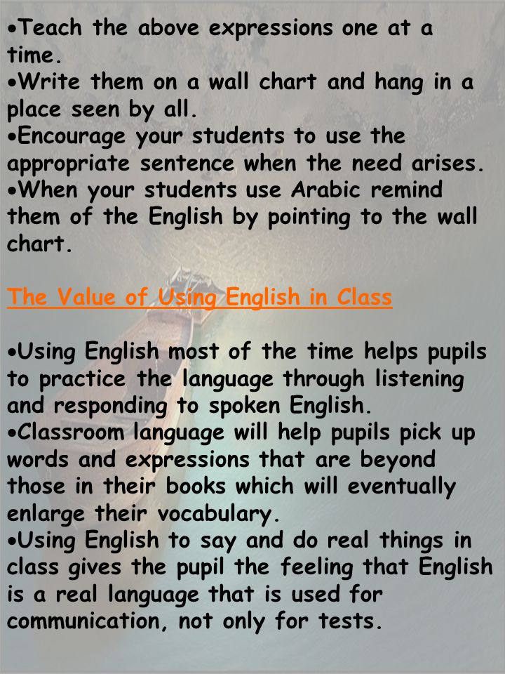 Classroom Language Chart