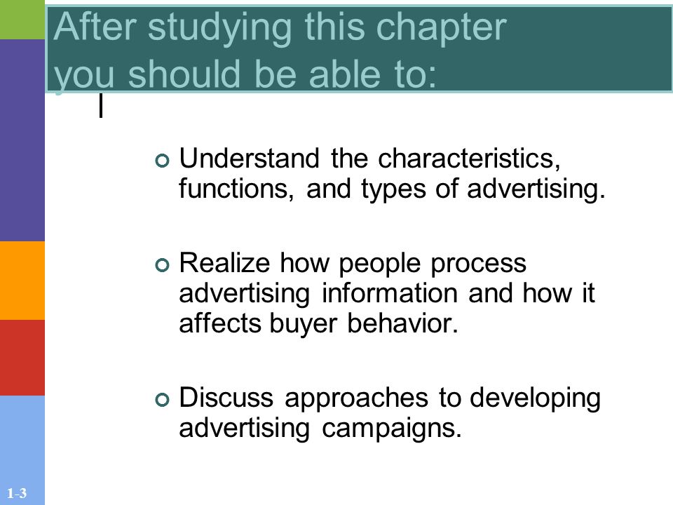 1-3 Understand the characteristics, functions, and types of advertising.