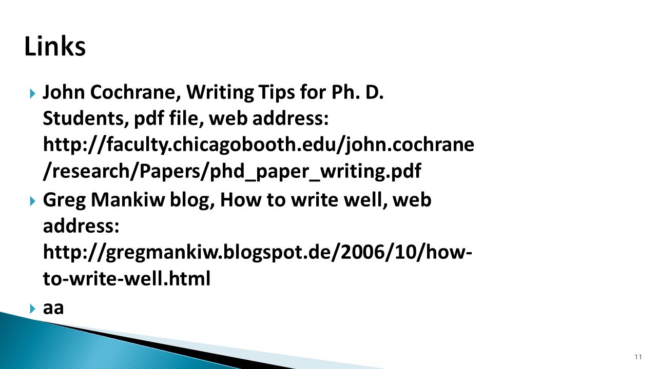  John Cochrane, Writing Tips for Ph. D.