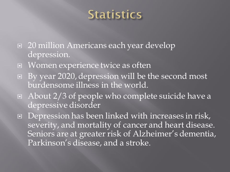  20 million Americans each year develop depression.