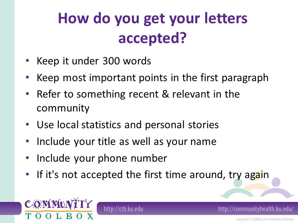 How do you get your letters accepted.