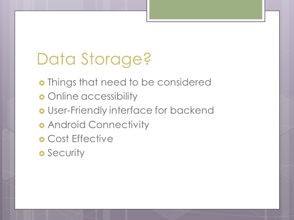 Data Storage.