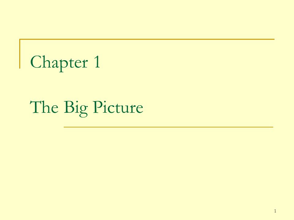 1 Chapter 1 The Big Picture