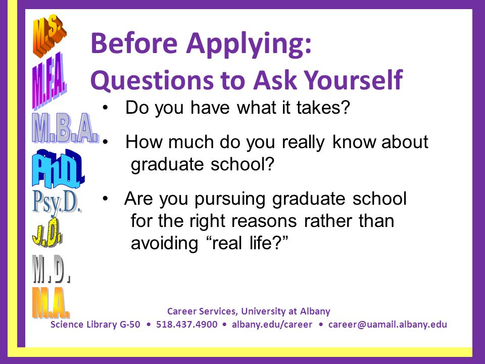 Career Services, University at Albany Science Library G albany.edu/career Before Applying: Questions to Ask Yourself Do you have what it takes.