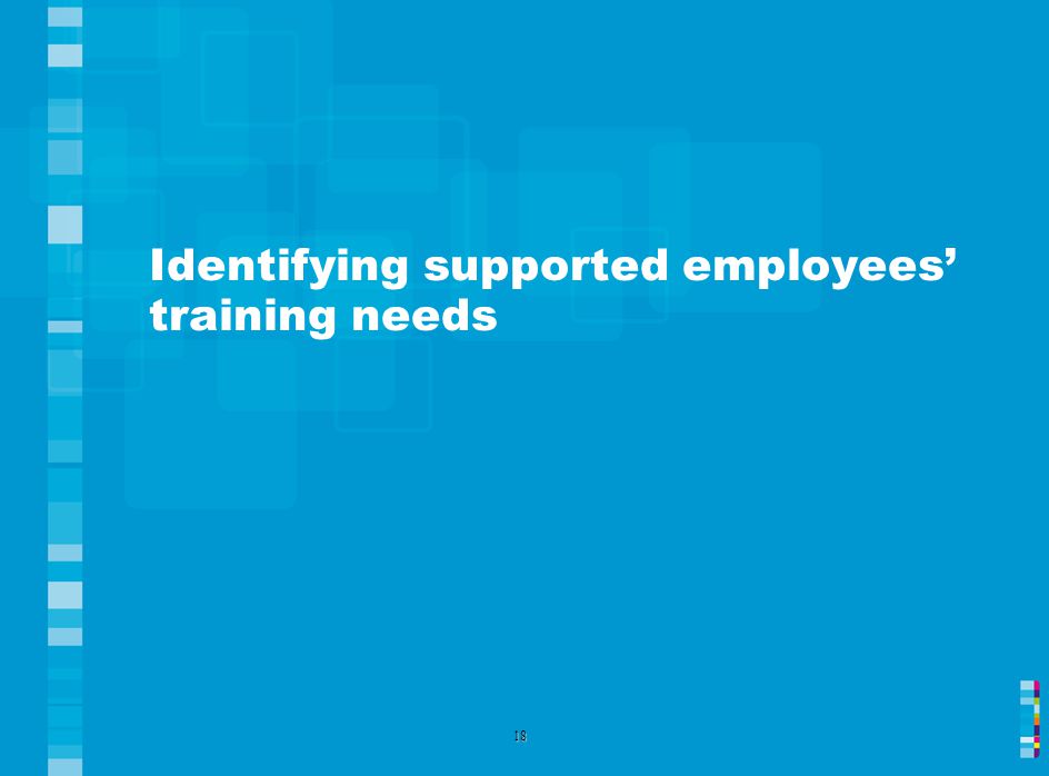 Identifying supported employees’ training needs 18