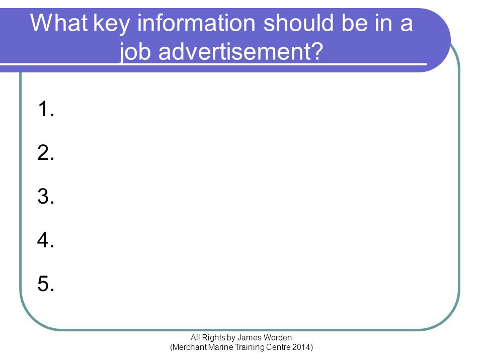 What key information should be in a job advertisement.