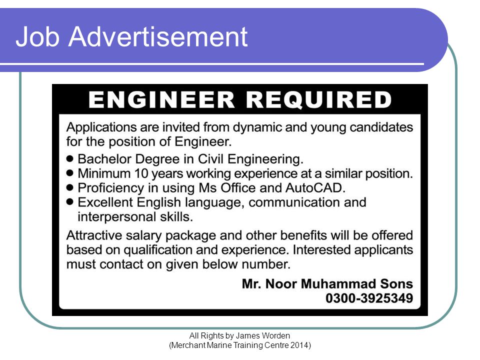Presentation on theme: "Job Application Job Advertisements All Rights ...